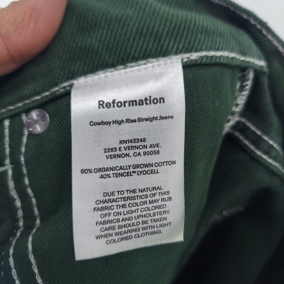 Reformation Green Emerald Cowboy High-rise Straight Organic Jeans - Picture 9 of 9